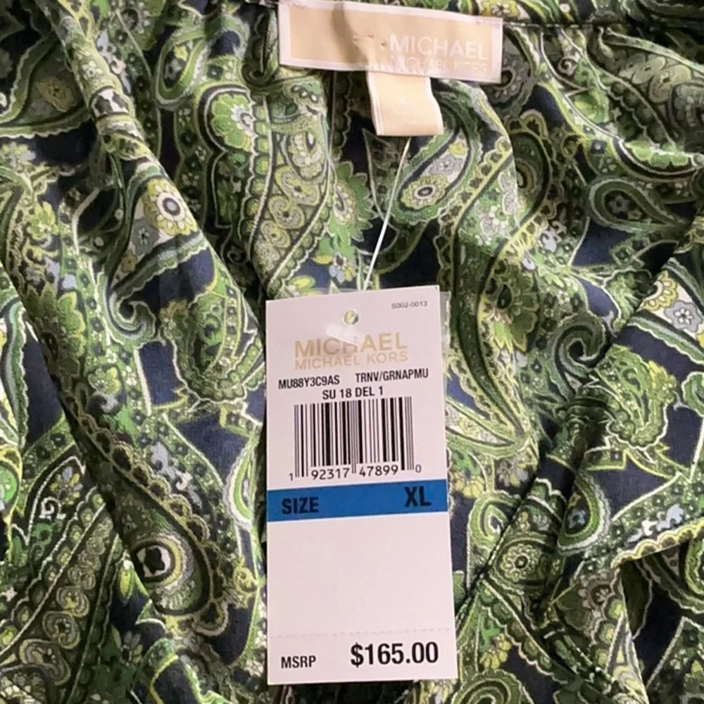 NWT Michael Kors‎ Green Paisley Dress size XL